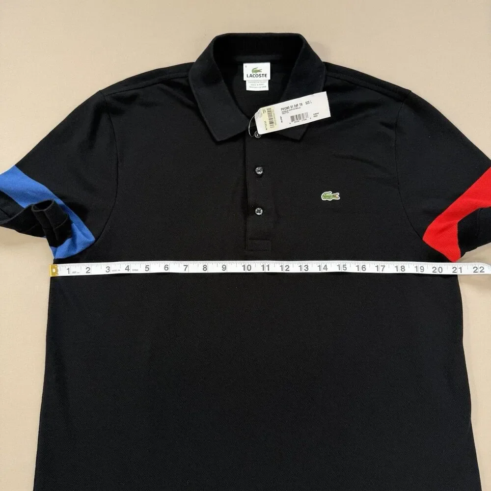 NEW Lacoste Polo Men's LARGE Sz 6 Black 100% Cotton Preppy Athleisure Streetwear - Picture 7 of 9